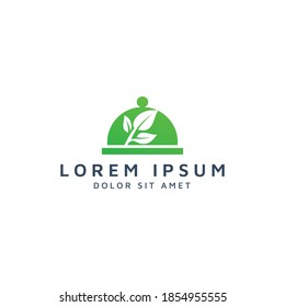kitchen and leaf negative space logo design
