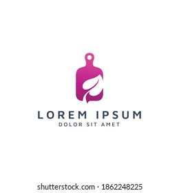 kitchen and leaf negative space logo design