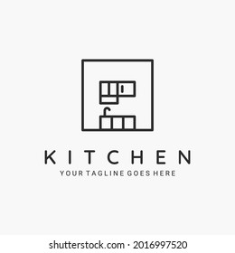 Kitchen line art minimalist symbol logo vector illustration design