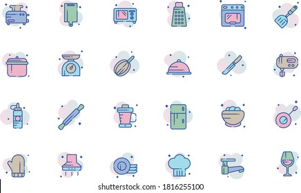 Kitchen Line Color Icon Pack - All elements on this template are editable with vector software