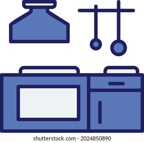Kitchen Line Filled Vector Icon Design