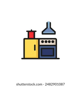 Kitchen line icon. Counter, stove, appliance. Interior concept. Vector illustration can be used for topics like furniture, cooking, restaurant