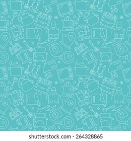 Kitchen line icon pattern set