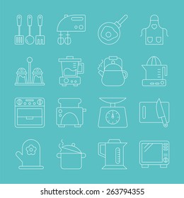 Kitchen line icon set