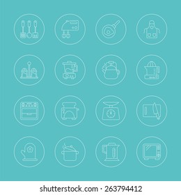 Kitchen line icon set