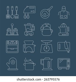 Kitchen line icon set
