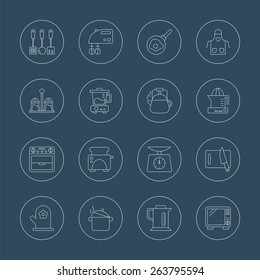 Kitchen line icon set