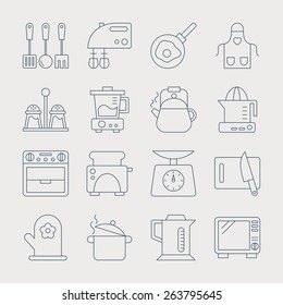 Kitchen line icon set