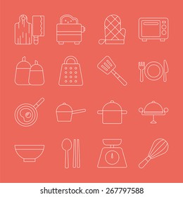 Kitchen line icon set