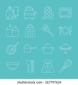 Kitchen line icon set