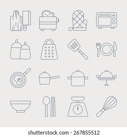 Kitchen line icon set