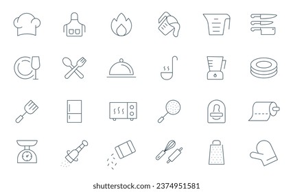 Kitchen line icon set. Cooking, Kitchen Tools icons vector illustration