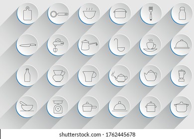 Kitchen line icons. Vector linear icon set.