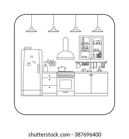 12,293 Kitchen interior line drawing Images, Stock Photos & Vectors ...