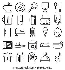 Kitchen Line Tools Icons (Black White)