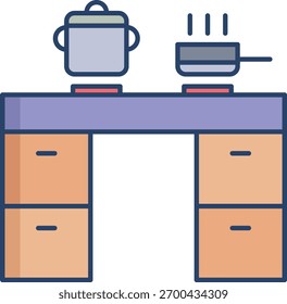 kitchen linear color icon design