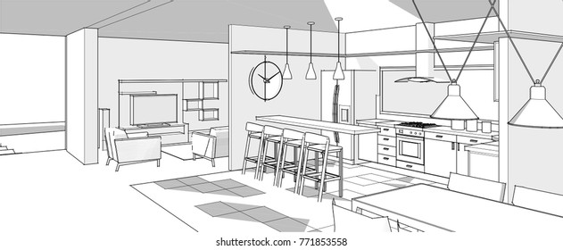 Sketch Kitchen Images, Stock Photos & Vectors | Shutterstock