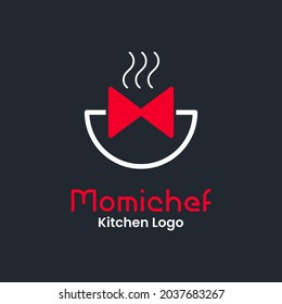 Kitchen Logo With Bow Tie And Bowl Combination.