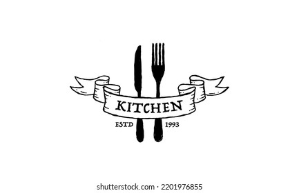 kitchen logo design.vector illustration,Vintage menu for the restaurant