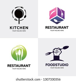 Kitchen Logo. Food Restaurant Logo Set Design Template Collection