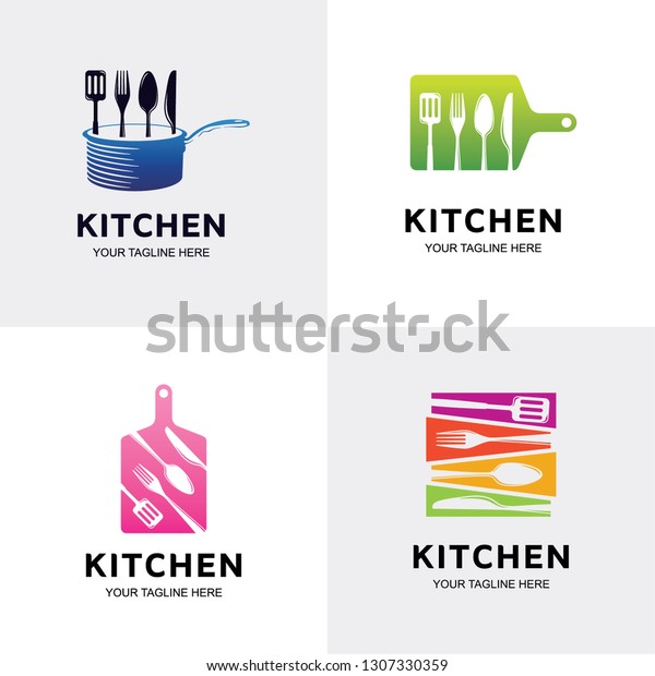 Kitchen Logo Food Restaurant Logo Set Stock Vector Royalty Free