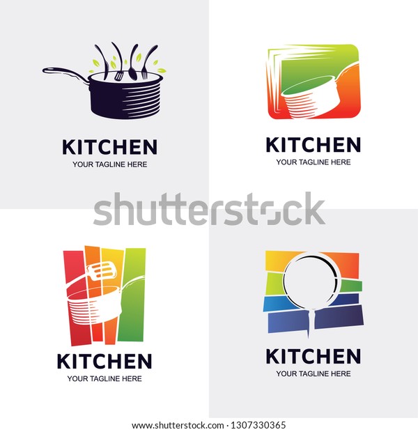 Kitchen Logo Food Restaurant Logo Set Stock Vector Royalty Free