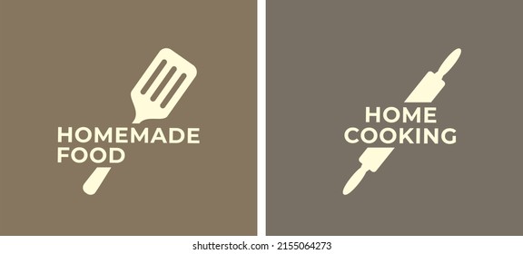 Kitchen. Сooking  logo. Home cooking. Emblem. Branding. Homemade meals. Kitchenware. Cook in home kitchen. Color flat vector isolated illustration. 