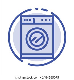Kitchen, Machine, Washing Blue Dotted Line Line Icon. Vector Icon Template background