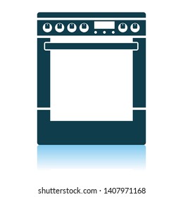 Kitchen Main Stove Unit Icon. Shadow Reflection Design. Vector Illustration.