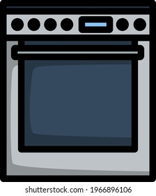 Kitchen Main Stove Unit Icon. Editable Bold Outline With Color Fill Design. Vector Illustration.