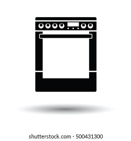 Kitchen main stove unit icon. White background with shadow design. Vector illustration.