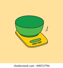 Kitchen measure weight Icon Hand drawn Style. Vector Illustration
