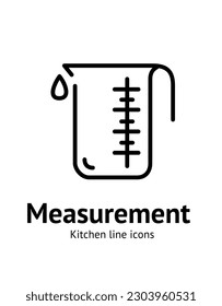 Kitchen Measurement Glass Cup Container Sign Thin Line Icon Emblem Concept. Vector illustration of Cooking Equipment