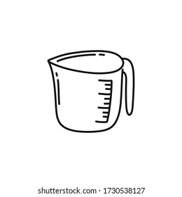 icono del doodle de la taza de medida de la cocina, ilustración del vector