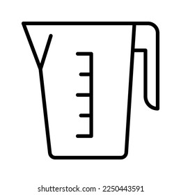 Kitchen measuring cup icon. Jug with measuring scale. Beaker for chemical experiments. Vector illustration