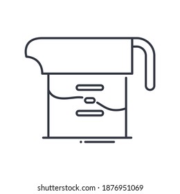 Icono de taza de medida de cocina, ilustración lineal aislada, vector de línea delgada, signo de diseño web, símbolo de concepto de contorno con trazo editable sobre fondo blanco.