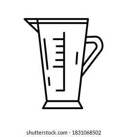 Kitchen measuring glass. Vector outline icon. Isolated on white.