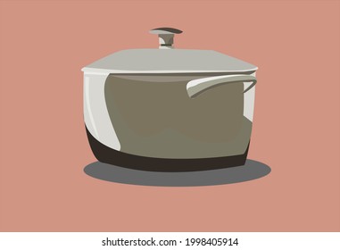A kitchen metal pan with a closed lid.