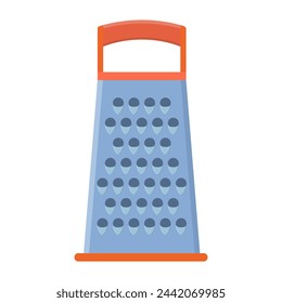 Kitchen metallic tetrahedral grater isolated on a white background. grater icon for websites, UI, UX, print templates, presentation, web and mobile phone apps. Vector illustration in flat style.