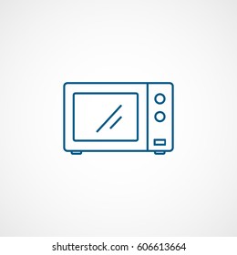 Kitchen Microwave Blue Line Icon On White Background