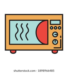kitchen microwave oven appliance line and colors style icon vector illustration design