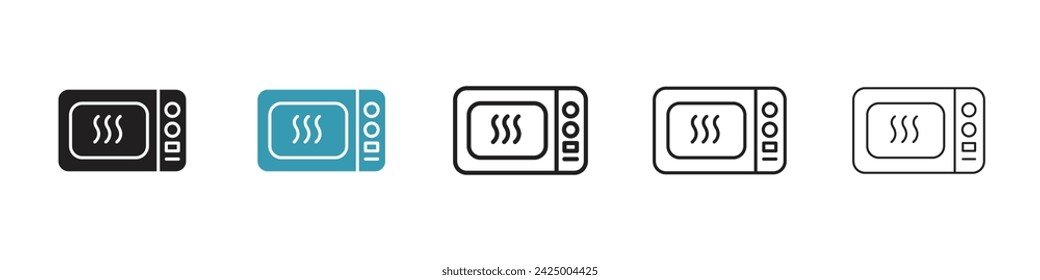 Kitchen Microwave Vector Icon Set. Fast Cooking vector symbol for UI design.