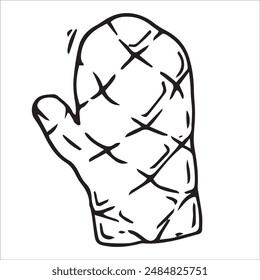 kitchen mitt. cute doodle style illustration, kitchen utensils