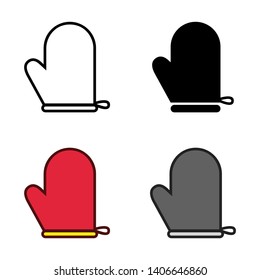 Kitchen Mitt Icon in Different Color and Style