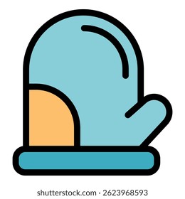 Icono de manopla de cocina. Esquema de cocina mitón Vector icono de color plano aislado