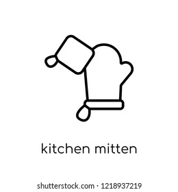 kitchen mitten icon. Trendy modern flat linear vector kitchen mitten icon on white background from thin line Kitchen collection, outline vector illustration