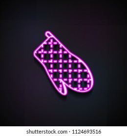 kitchen mittens icon. Element of Bakery shop icons for mobile concept and web apps. Neon kitchen mittens icon can be used for web and mobile apps on dark gradient background