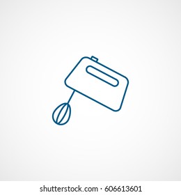 Kitchen Mixer Blue Line Icon On White Background