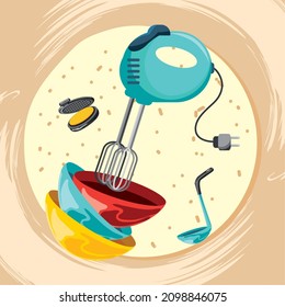 kitchen mixer and bowls tools