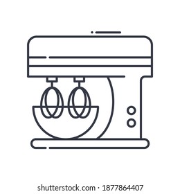 Icono de concepto del mezclador de cocina, ilustración lineal aislada, vector de línea delgada, signo de diseño web, símbolo de concepto de contorno con trazo editable sobre fondo blanco.